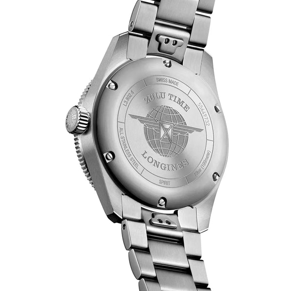 Reloj Longines Spirit en acero automático 39 mm Zulu con carátula negro-gris