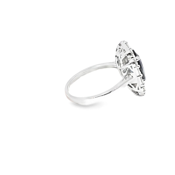 Anillo de dama en oro de 14K OB con diamante de 1.15 ct y zafiro de 3.50 ct