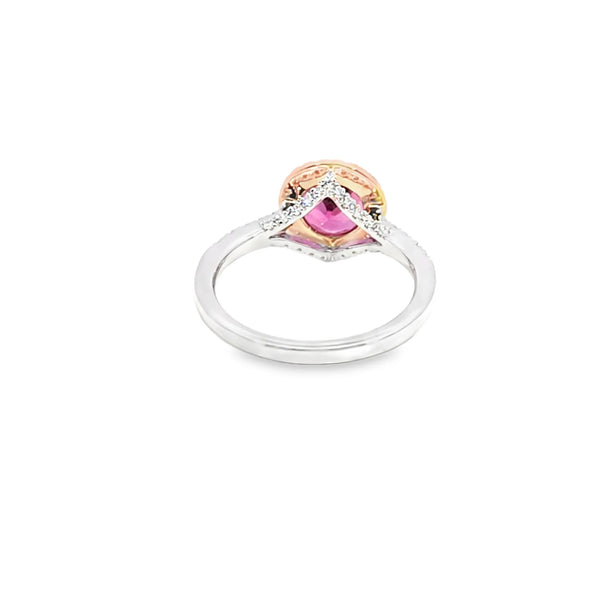 Anillo de dama en oro de 14K OB con diamante de 0.60 ct y garnet de 1.58 ct