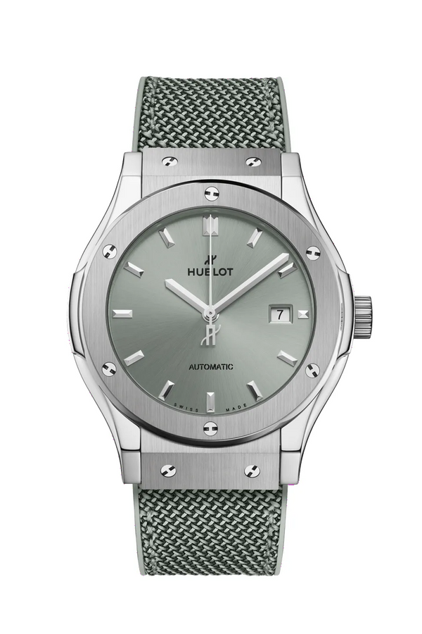 Reloj Hublot Classic Fusion de titanio automático de 42 mm con correa mesh verde