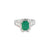 Anillo para dama en oro blanco de 14K con diamantes de 1.04 ct y esmeralda de 2.80 ct