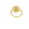Anillo para dama en oro amarillo de 14K con diamantes de 0.73 ct y esmeralda de 0.79 ct