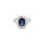 Anillo para dama en oro blanco de 14K con diamantes de 1.01 ct y zafiro de 1.92 ct