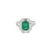 Anillo para dama en oro blanco de 14K con diamantes de 1.01 ct y esmeralda de 1.88 ct