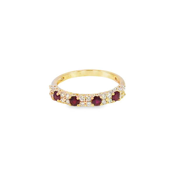 Churumbela en oro amarillo de 14K con diamantes de 0.29 ct y rubís de 0.46 ct