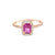 Anillo para dama en oro amarillo de 14K con diamantes de 0.17 ct y zafiro rosa de 1.28 ct