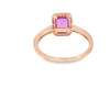 Anillo para dama en oro amarillo de 14K con diamantes de 0.17 ct y zafiro rosa de 1.28 ct
