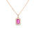 Dije con cadena en oro amarillo de 14K con diamantes de 0.17 ct y zafiro rosa de 1.28 ct