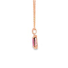 Dije con cadena en oro amarillo de 14K con diamantes de 0.17 ct y zafiro rosa de 1.28 ct