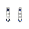 Aretes en oro blanco de 14K con diamantes de 2.14 ct y zafiro de 4.35 ct