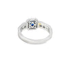 Anillo para dama en oro blanco de 14K con diamantes de 0.78 ct y zafiro de 0.66 ct