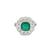 Anillo para dama en oro blanco de 14K con diamantes de 1.21 ct y esmeralda de 2.70 ct
