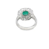 Anillo para dama en oro blanco de 14K con diamantes de 1.21 ct y esmeralda de 2.70 ct