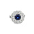 Anillo para dama en oro blanco de 14K con diamantes de 1.21 ct y zafiro de 2.25 ct