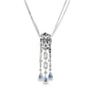 Dije con cadena en oro blanco de 14K con diamantes de 1.07 ct y zafiro de 2.18 ct