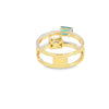 Anillo para dama en oro amarillo de 14K con diamantes de 0.70 ct y esmeralda de 0.51 ct