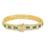 Brazalete en oro amarillo de 14K con diamantes de 4.01 ct y esmeraldas de 5.15 ct