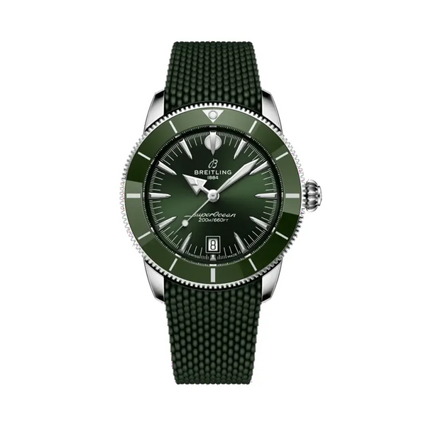 Reloj Breitling Superocean Heritage de acero automático de 42 mm con caucho verde