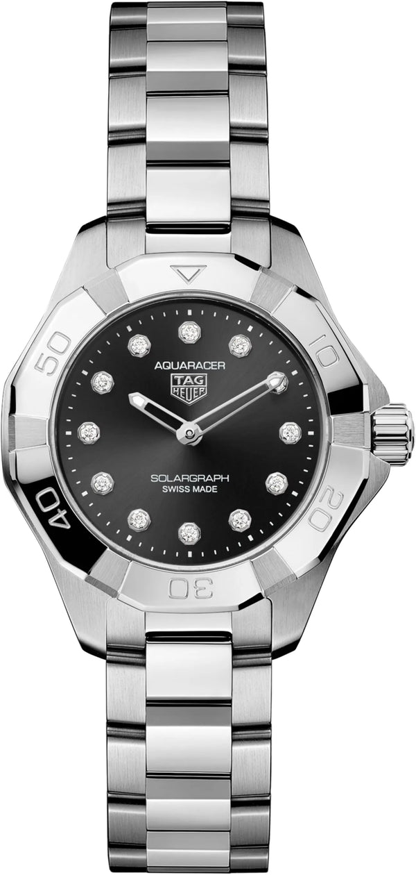 Reloj TAG Heuer Aquaracer de acero cuarzo de 28 mm en negro con brillantes