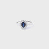 Anillo para dama en oro blanco de 14K con 0.25 ct en diamantes y 1.00 ct en zafiro
