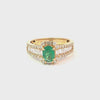Anillo para Dama en 14K en Oro Amarillo con 0.97CT en Diamantes y 0.82CT en Esmeralda