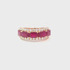 Anillo para Dama en 14K en Oro Rosa con 0.70CT en Diamantes y 3.21CT en Rubíes