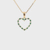 Dije con cadena en oro amarillo de 14K con esmeralda corazon de 0.13 ct