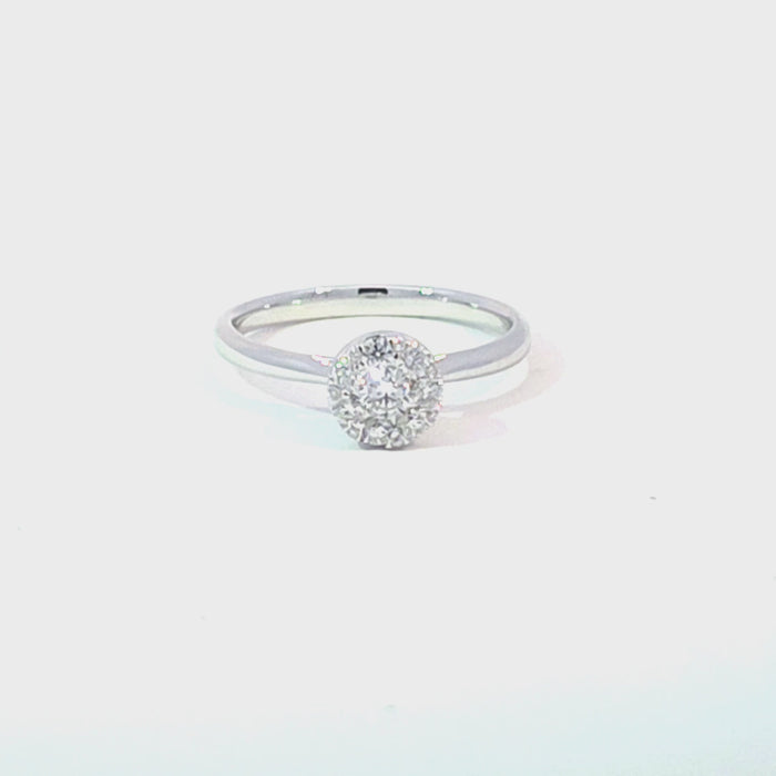 Orovi Anillo De Compromiso De Oro Blanco Para Mujer, De Oro 585 De 14 Quilates Y Diamantes De 0,14 Quilates, Hecho A Mano En Italia, Oro, Diamante