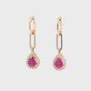 Aretes en 18K en Oro Rosa con 0.25CT en Diamantes y 1.65CT en Rubíes