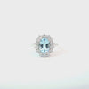 Anillo para Dama en Oro Blanco de 18K, con Brillante de 0.38 ct y Aquamarina de 1.60 ct.